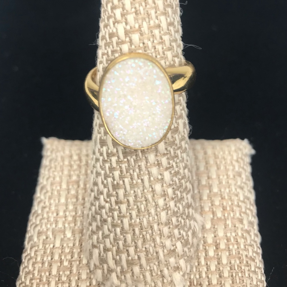 Charles Albert Alchemia White Druzy adjustable ring
